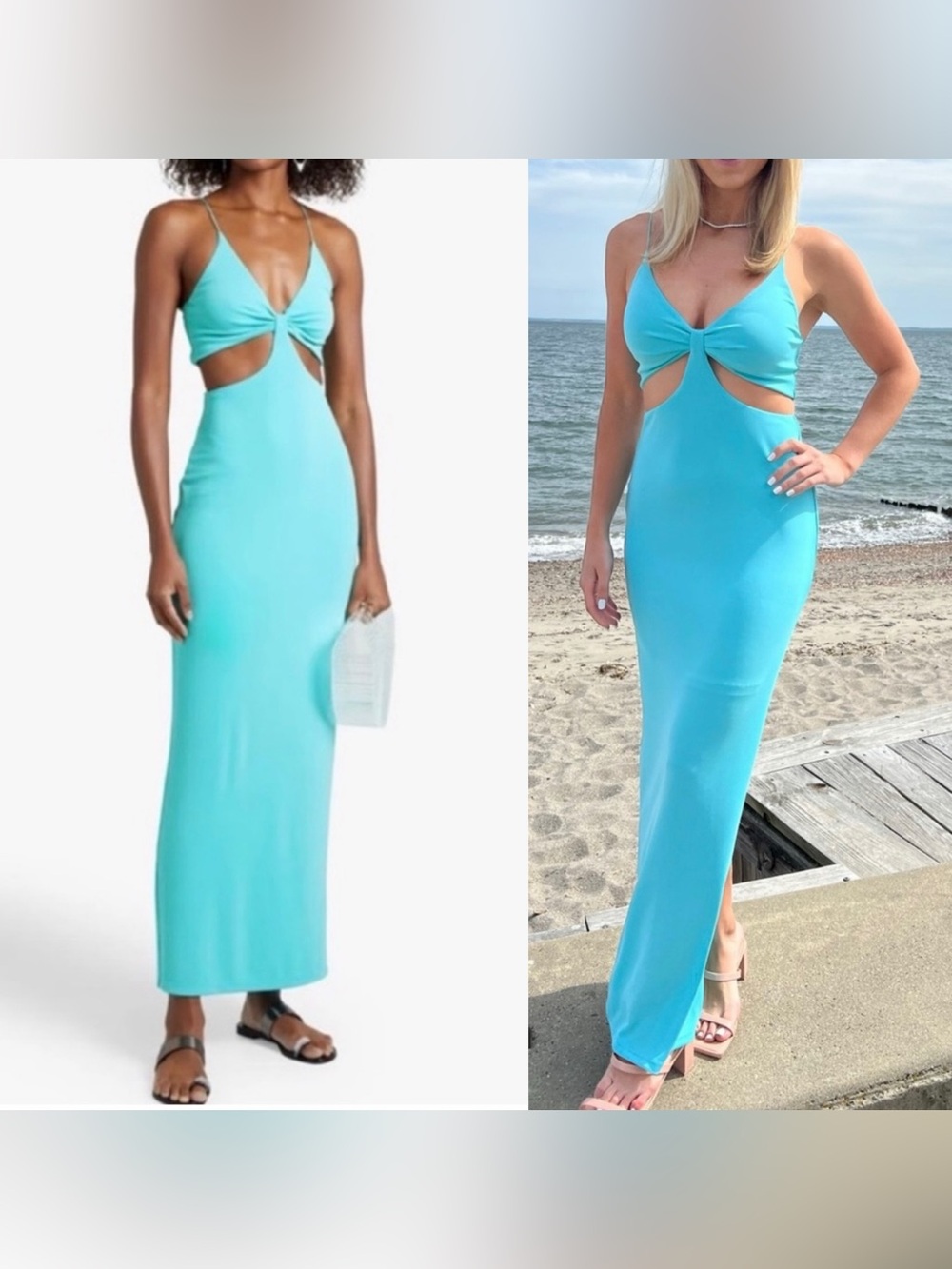 Alice + Olivia Havana Cut Out Maxi Dress Aqua Blue Size 0